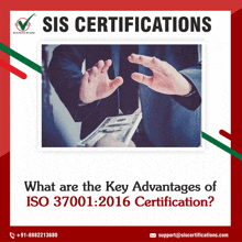 an advertisement for sis certifications with a picture of a man holding money