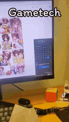 a computer monitor displays the time of 11:59 on a calendar