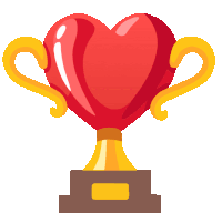 a trophy with a red heart in the center