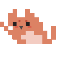 a pixel art drawing of a cat with a black nose