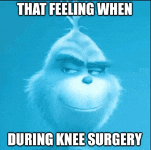 a picture of a cartoon character with the caption that feeling when during knee surgery