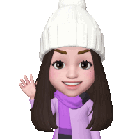 a cartoon girl wearing a white hat and scarf