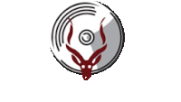 a logo with a deer 's head in a circle on a white background