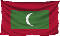 a red and green flag with a white crescent moon