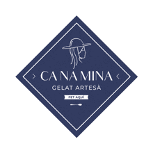 a logo for cana mina gelat artesa with a woman wearing a hat