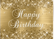 a gold birthday card with the words `` happy birthday '' written on it .