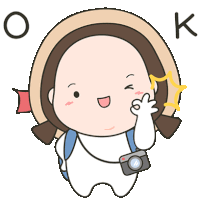 a cartoon drawing of a girl holding a camera with the letter k below her