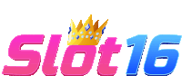 a logo for slot 16 with a crown on top