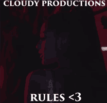 a poster for cloudy productions shows a woman 's face