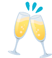 two glasses of champagne are toasting with a blue splash