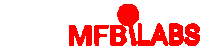 a red and white logo for mfblabs with a red circle in the middle