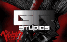 a logo for gn studios with a red and black background