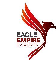 a logo for eagle empire e-sports with a red eagle on a white background