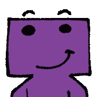 a drawing of a purple square with a smiling face