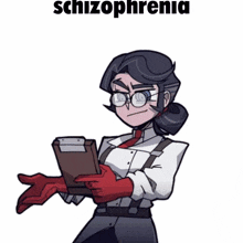 a cartoon character with the word schizophrenia on the top