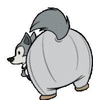 a cartoon drawing of a wolf with a very large butt .