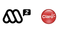 a logo for claro sits next to a logo for m2