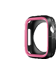 a black watch with a pink rim and a hole in the middle