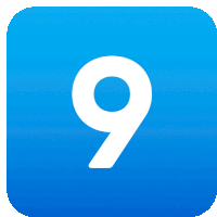 a blue square with a white number nine on it