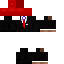 a minecraft skin of a man wearing a red hat and a black suit .