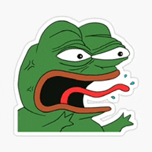 a sticker of a green frog with its mouth open and its tongue out .