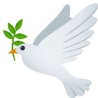 a white dove is holding a green branch in its beak