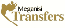 a logo for meganisi transfers with a woman in a crown