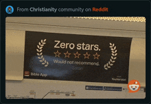 a sign that says zero stars would not recommend satan on it