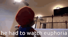 a picture of mario with the words he had to watch euphoria