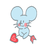 a drawing of a mouse with a red heart and arrow