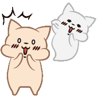 a cartoon of a cat and a ghost with a surprised look on its face