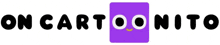 a logo for on cartoonito with a smiling face in the middle