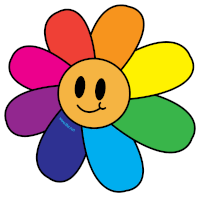 a colorful flower with a smiley face and the website www.thefun