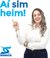 a woman is smiling and pointing with the words ai sim heim behind her