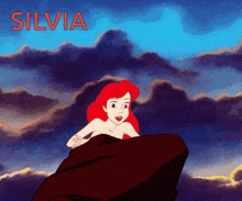 a cartoon of ariel from the little mermaid with the name silvia below her