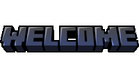 a minecraft logo that says welcome in blue letters