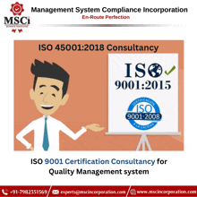 an advertisement for msci management system compliance incorporated