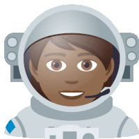 a cartoon illustration of an astronaut wearing a helmet and smiling