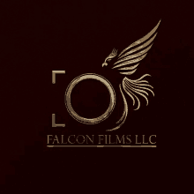 a logo for falcon films llc with a bird in the center