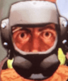 a close up of a cartoon character wearing a helmet