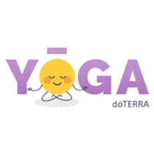 a logo for yoga doterra with a yellow smiley face on it .