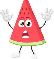 a cartoon illustration of a watermelon with arms and legs making an ok sign