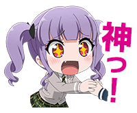 a cartoon girl with purple hair and red eyes is holding another girl 's hand and screaming .