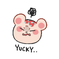 a cartoon drawing of a bear with the word yucky written below it