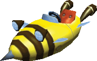 a bee shaped vehicle with a steering wheel