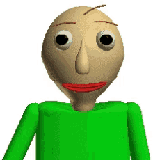 a cartoon character with a green shirt and a red lip is standing on a white background .