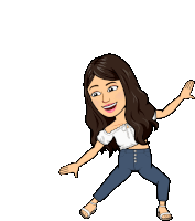 a cartoon of a woman in a white top and blue jeans dancing