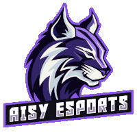 a logo for aisy esports with a purple and white lynx