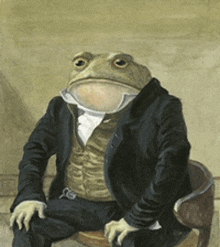 a painting of a frog in a suit and tie