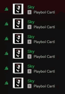 a screenshot of a playlist of playboi carti .